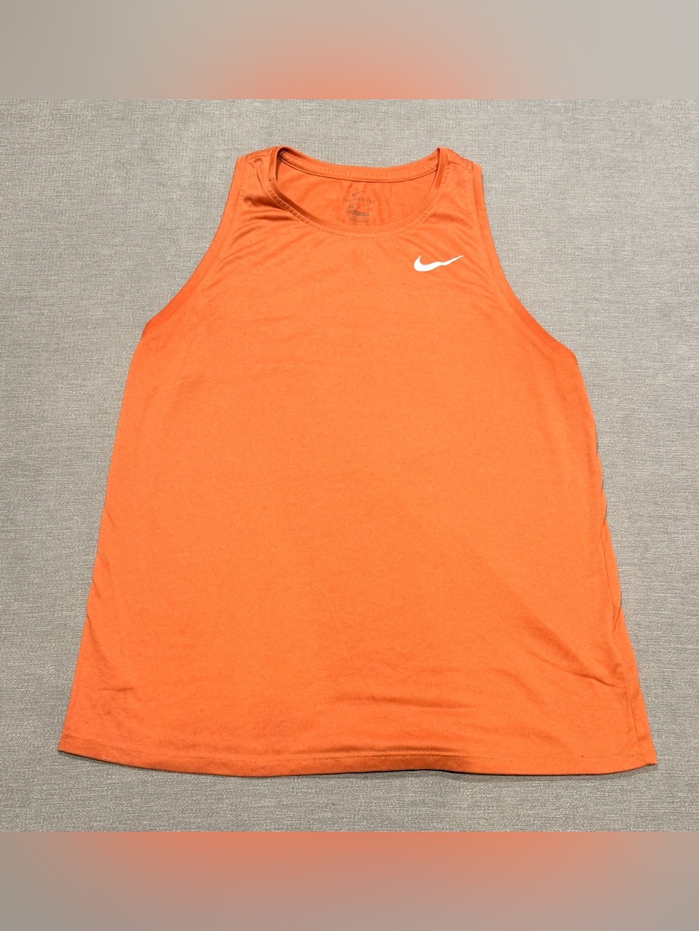 Nike Dri-FIT Women’s Orange Tank Top Size M Lightweight Polyester Crew Neck Logo
